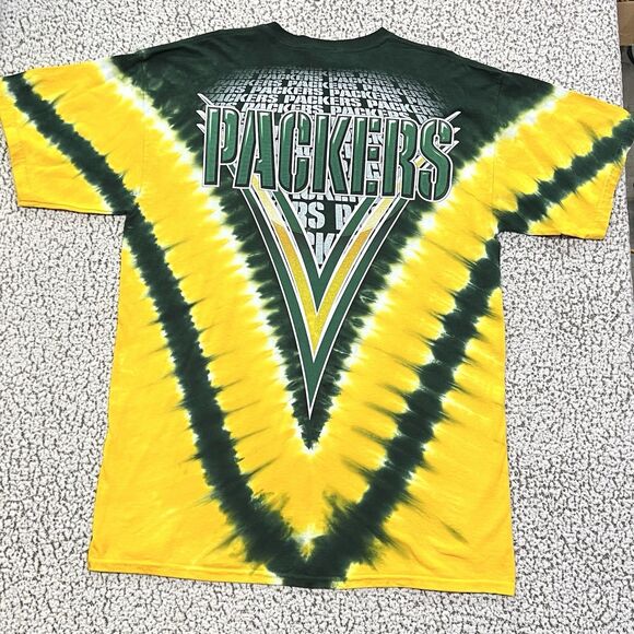 Vintage Green Bay Packers NFL Team Apparel Mens XL T-Shirt Tie Die Green Yellow - Picture 2 of 9
